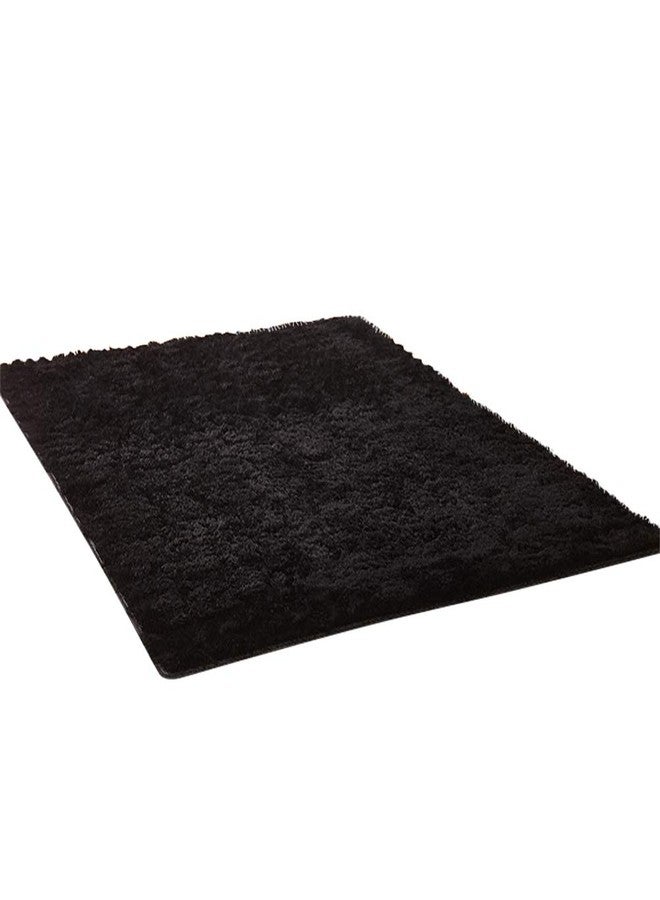 AGANS Kekon Ultra Soft Indoor Modern Square Area Rugs Fluffy Non-Slip Floor Carpets Silky Mat for Living Room Bedroom Kids and Baby Room Nursery and Pet, 1.3 * 1.3ft, Black - Image 1